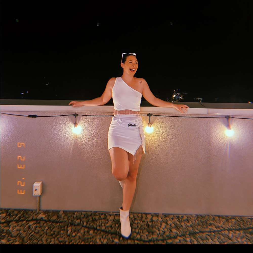 Nasty Gal White Skirt and Coordinating Top Size Medium